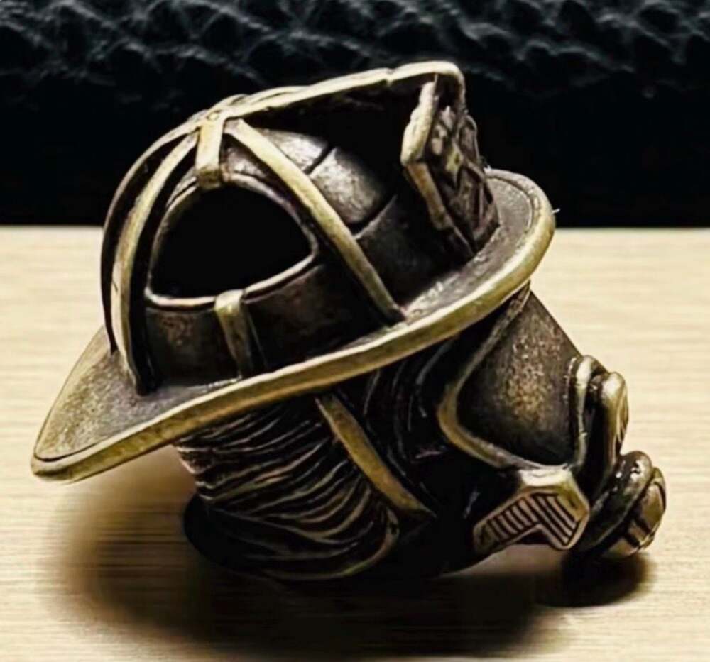 Firefighter Fireman Helmet Bronze Lanyard Bead for Paracord Knife Keychain